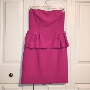 Hot Pink Strapless Peplum Dress💕